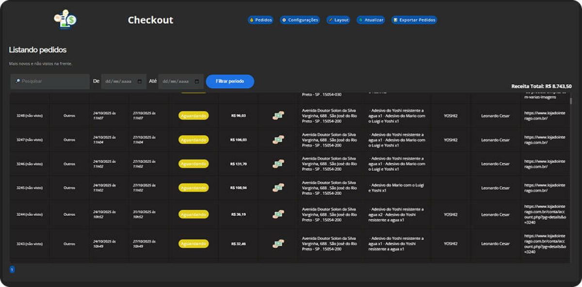 Imagem interago-painel-checkout-pedidos